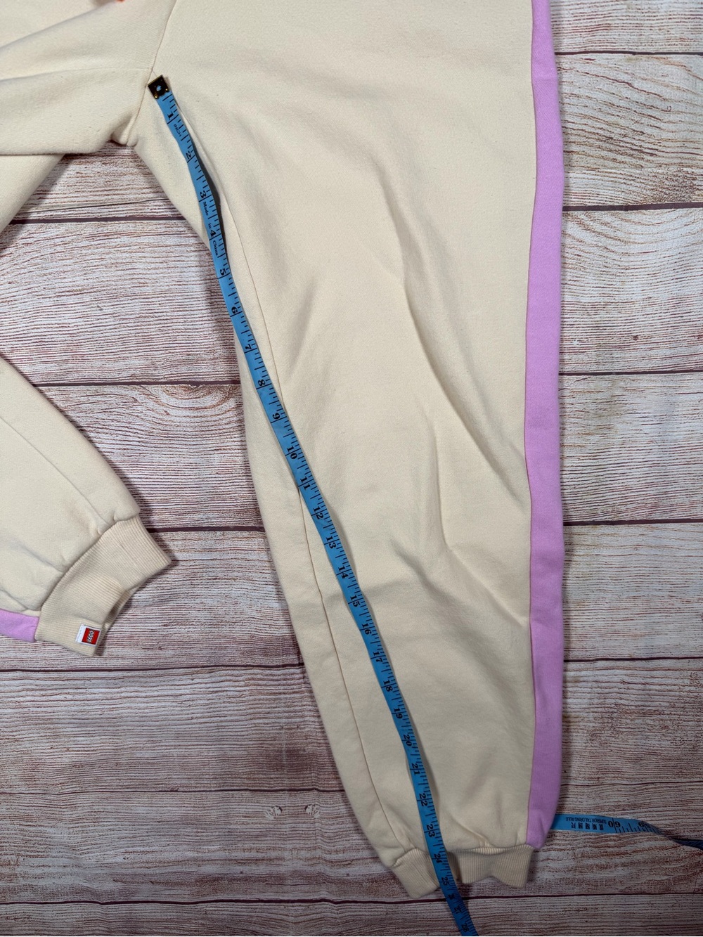 Lego Cream Joggers with Lavender Side Stripes and Orange Drawcord - Picture 7 of 9